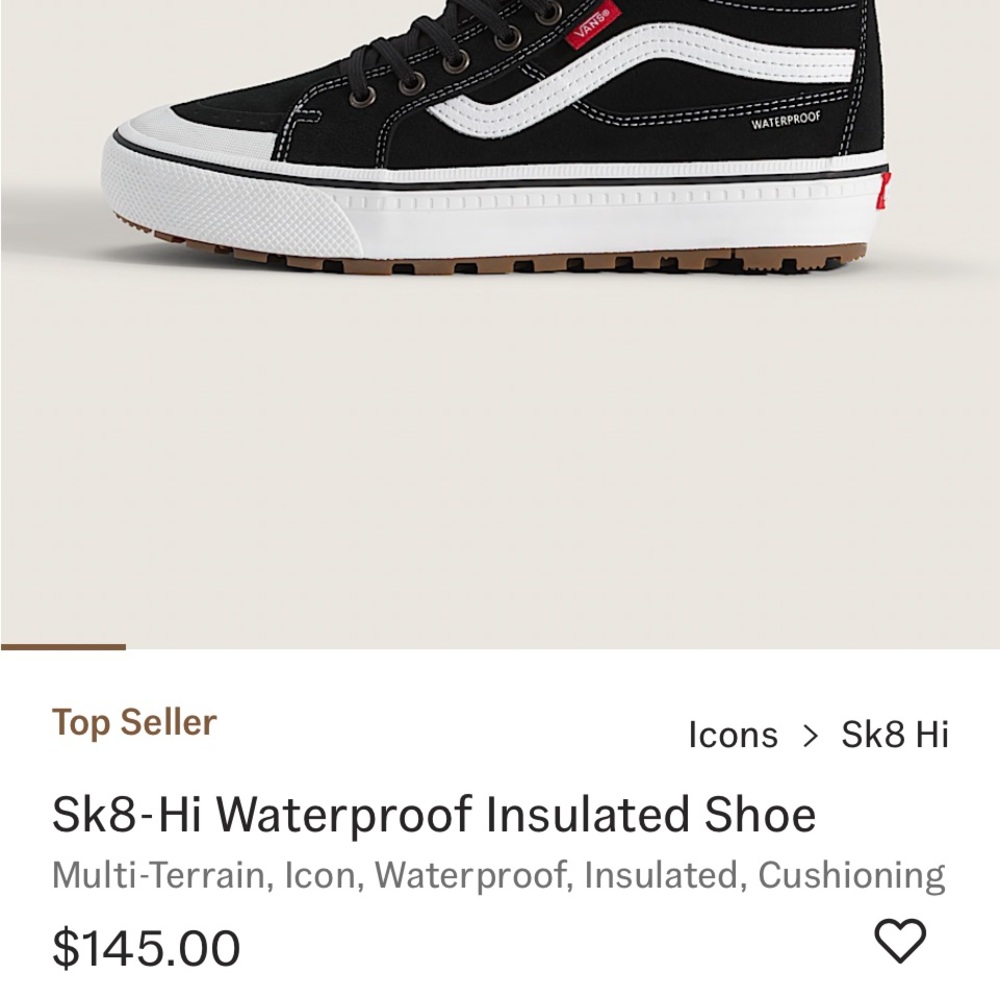 Vans Sk8-Hi Black and White Insulated Sneakers